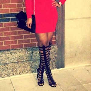 Shoe Cult Knee High Gladiator Heels Size 9.5